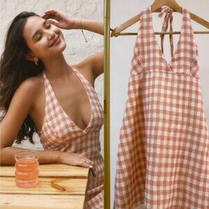 Zara Halter Neck Gingham Mini Dress - Size Small